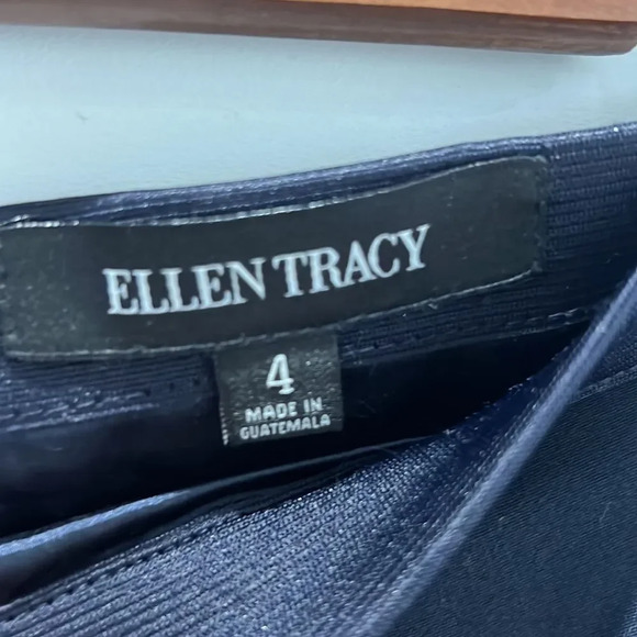 Ellen Tracy Blue Pleated Front Knee Length Dress elastic waist band size 4 - Picture 3 of 5